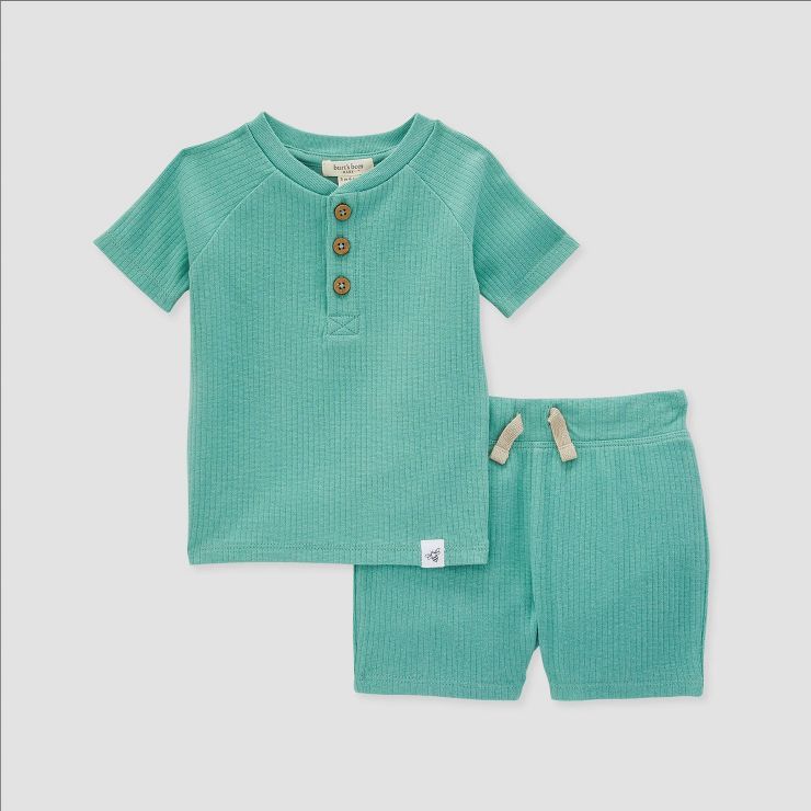 Burt's Bees Baby® Baby Boys' Top & Shorts Set - Sage Green | Target