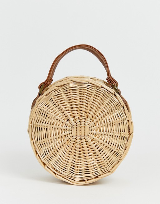 South Beach Exclusive round straw bag with detachable cross body strap | ASOS US