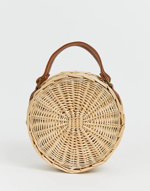 South Beach Exclusive round straw bag with detachable cross body strap | ASOS US