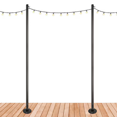 Excello Global Products Premium String Light Poles- 2 Pack- Extends To 10-ft- Deck Mount (wood/co... | Lowe's