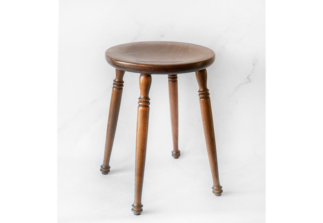 Victorian Round Stool With Turned Legs, Antique, Primitive English Furniture, Rustic Wooden Plant... | Etsy (US)