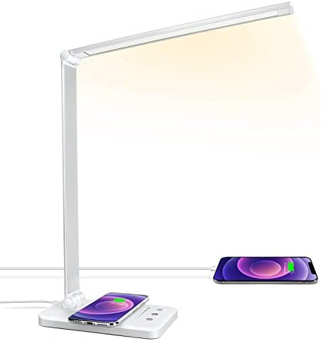 JOSTIC LED Desk Lamp with Wireless Charger, USB Charging Port, Desk Lighting with 10 Brightness, ... | Amazon (US)