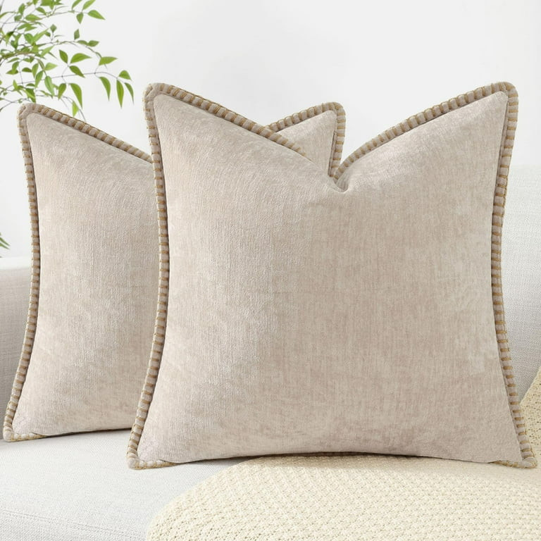 decorUhome Chenille Throw Pillow Covers 18x18 Set of 2, Soft Farmhouse Decorative Pillow Covers, ... | Walmart (US)