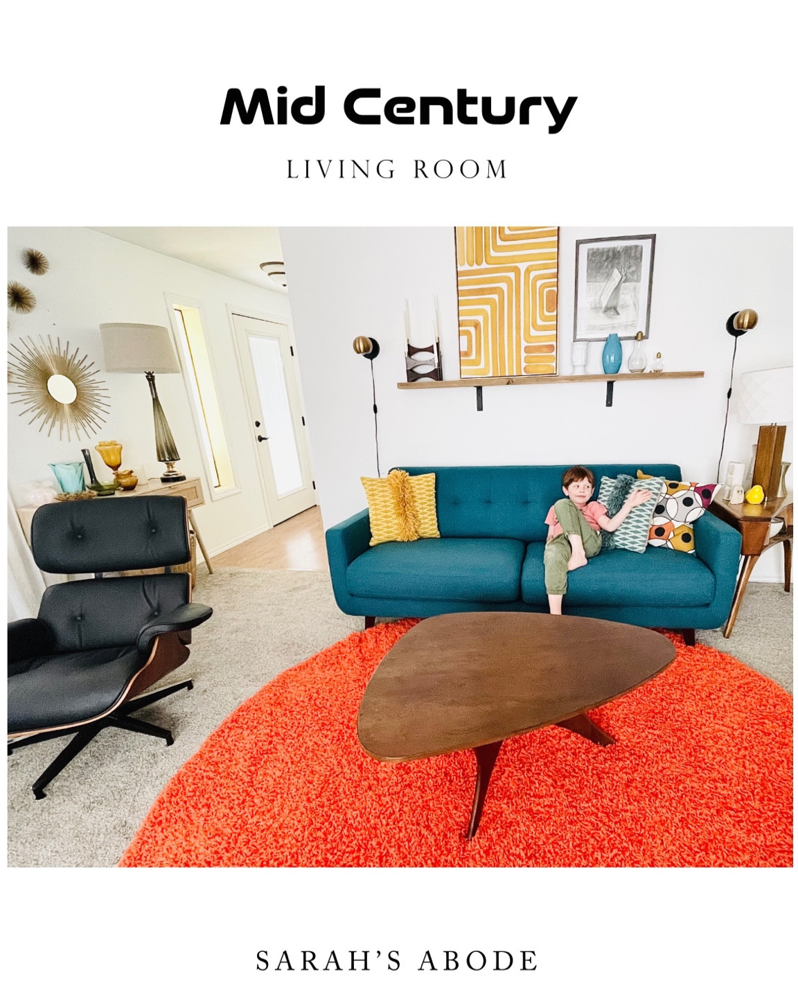 Affordable and colorful mid century design! I love my Eames lounge chair look-a-like!! It’s great quality and looks just like the real thing! 

Mid century furniture. Mcm. Modern sofa. Bright. couch sofa. Colorful. Mid century coffee table. Round rug. Bright rug. Retro living room. Retro  

#LTKstyletip #LTKhome #LTKfamily