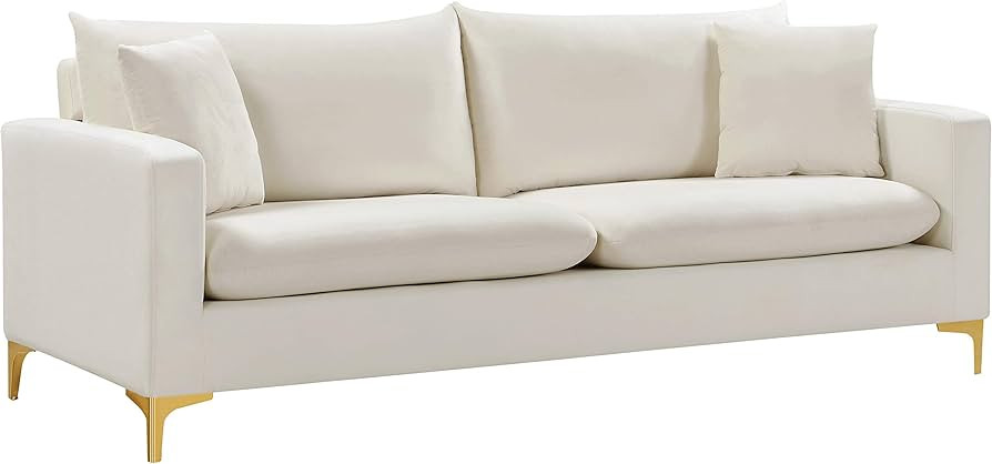 Meridian Furniture Naomi Cream Velvet Sofa | Amazon (US)