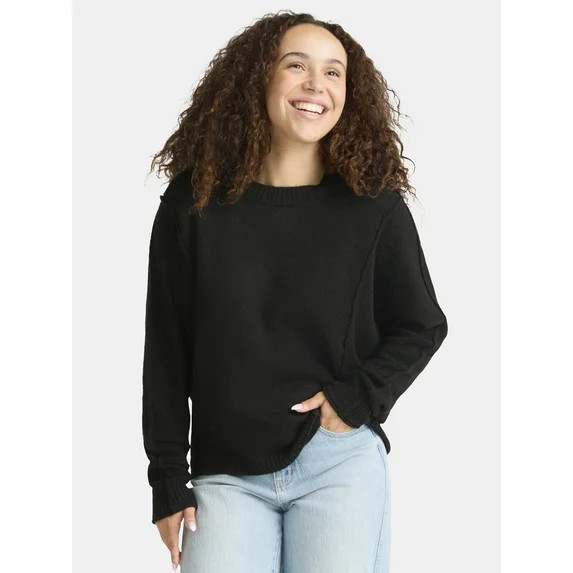 Time and Tru Women's Seamed Sweater with Long Sleeves, Midweight, Sizes XS-XXXL | Walmart (US)