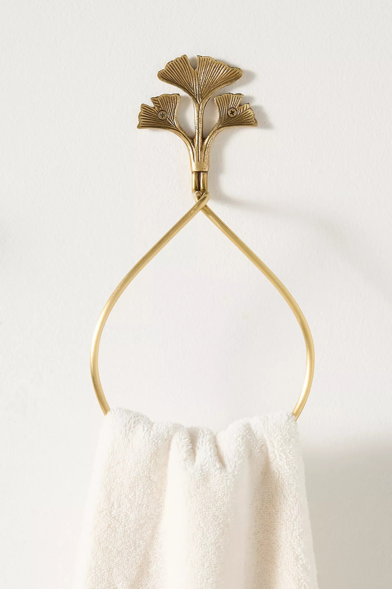 Gingko Leaf Brass Towel Ring | Anthropologie (US)