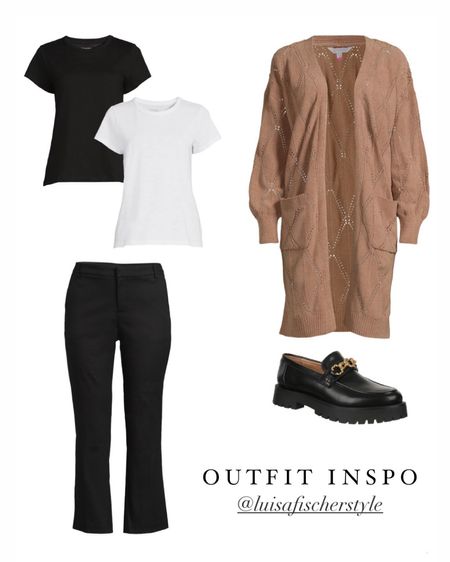 outfit inspo | crewneck tee | classic tee | chino pants | ankle pants | cardigan | loafers | teacher outfit | work outfit | office outfit | smart casual | outfit idea | fall outfit

#LTKstyletip #LTKsalealert #LTKfindsunder50