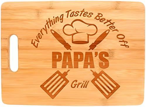 Laser Engraved Cutting Board Everything Tastes Better Off Papa's Grill Gift for Papa Grilling Gifts  | Amazon (US)
