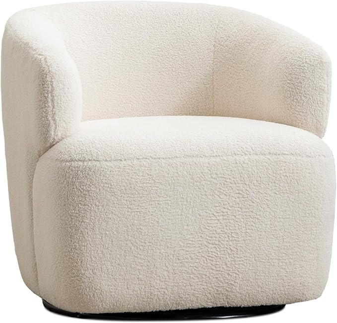 Swivel Accent Chair, Sherpa Teddy Barrel Chair for Living Room, Cozy Round Boucle Arm Chair, Meta... | Amazon (US)