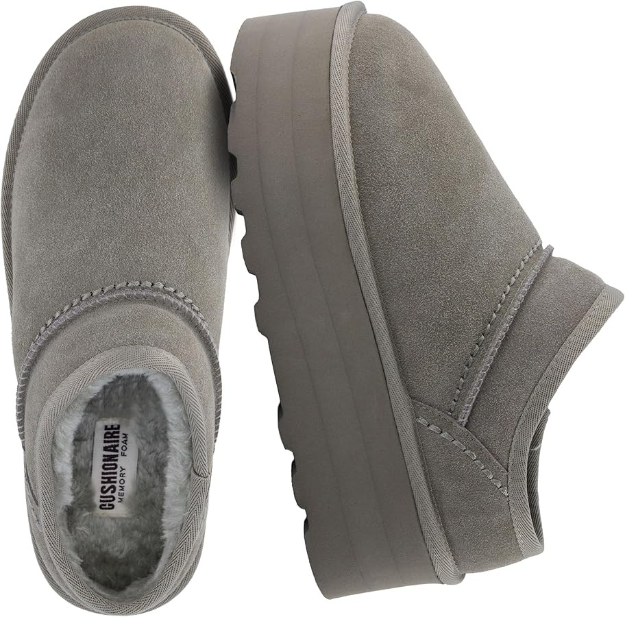CUSHIONAIRE Huggy-2 Platform Slippers for Women, Cozy Genuine Suede Slip-On Ankle Boots for Indoo... | Amazon (US)