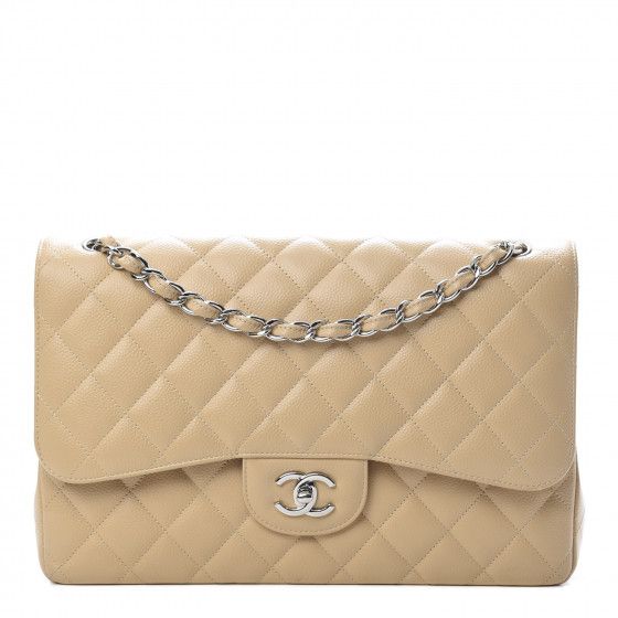 Caviar Quilted Jumbo Double Flap Beige Clair | Fashionphile