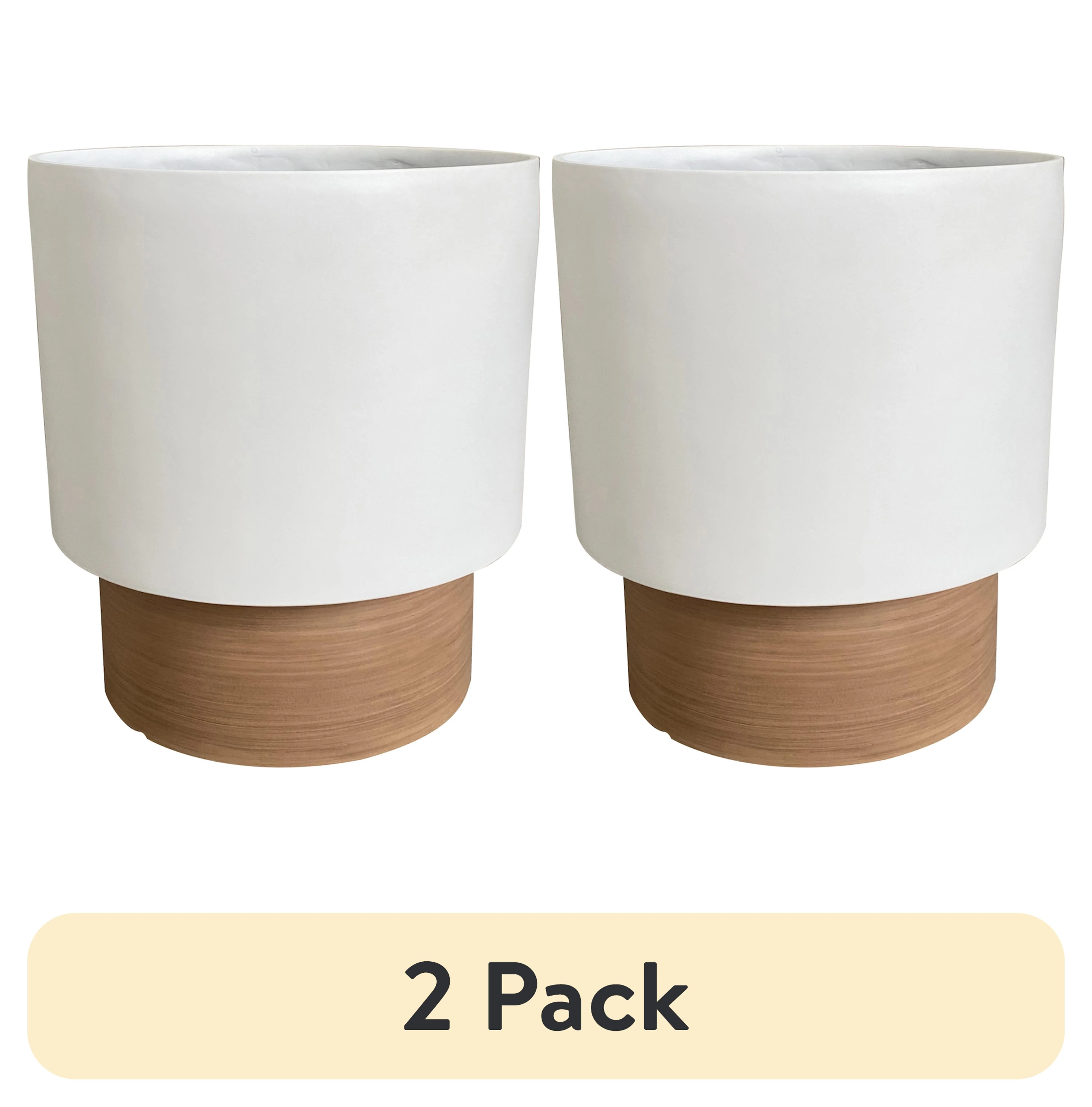 (2 pack) Better Homes & Gardens 14in Laurie White Resin Planter - Walmart.com | Walmart (US)