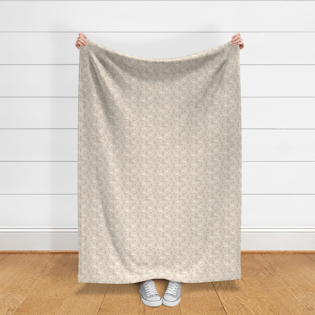 Fabric in Spring Meadow Small Little Ducks Beige Dusty Pink | Spoonflower