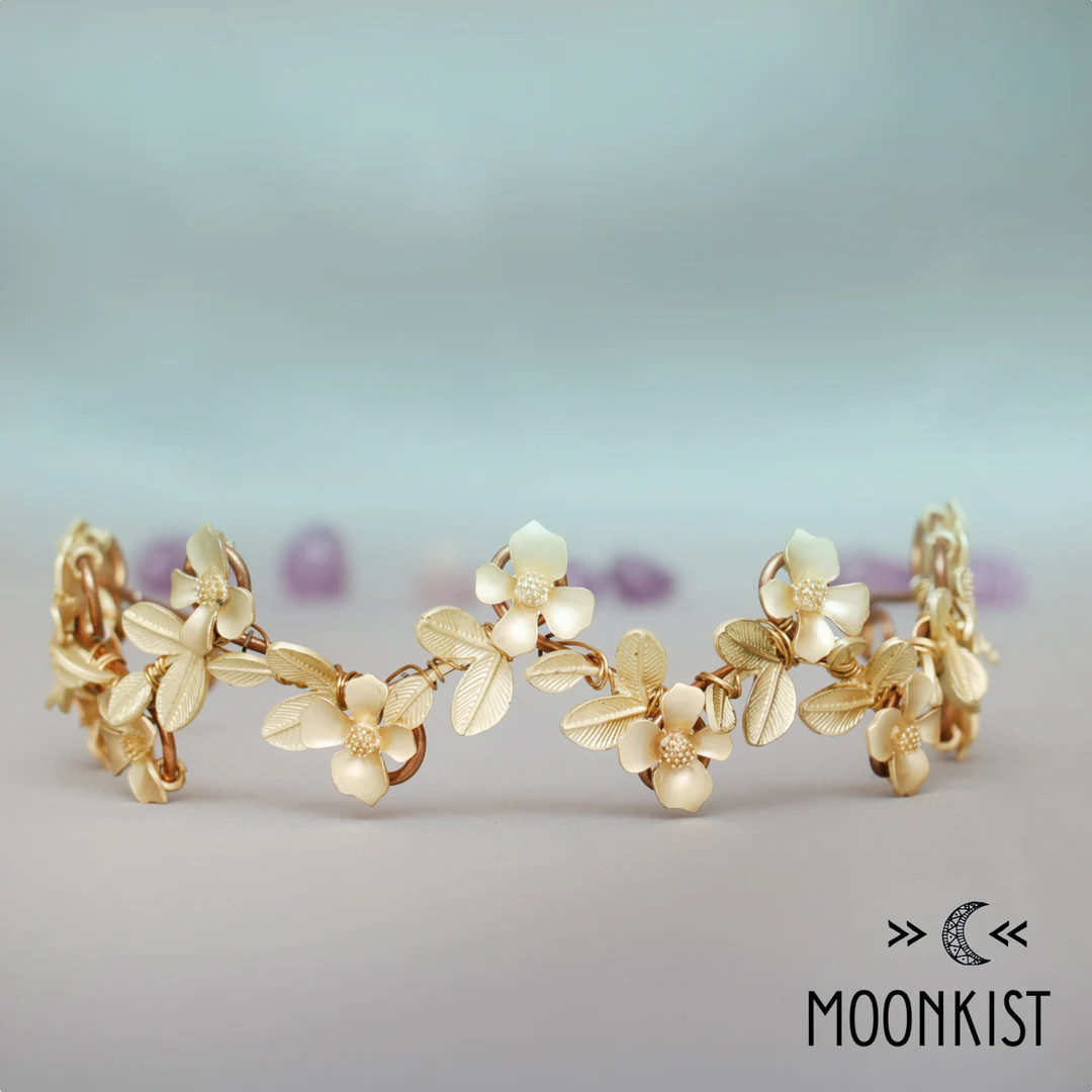 Woodland Flower Bridal Circlet, Fairy Tale Wedding Crown, Fairie Headpiece for Ren Fair, Medieval... | Etsy (US)