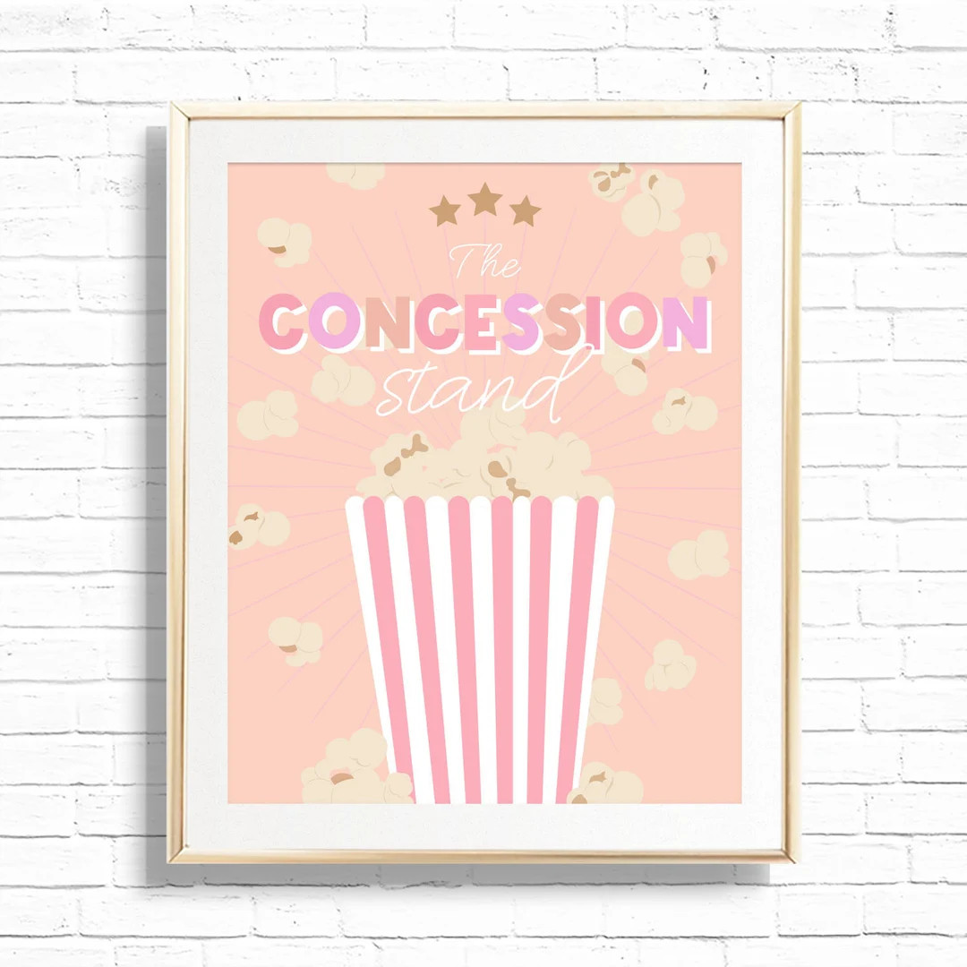 Concession Stand Sign - Printable Movie Night Popcorn Birthday Party Decor - Personalized Girls N... | Etsy (US)