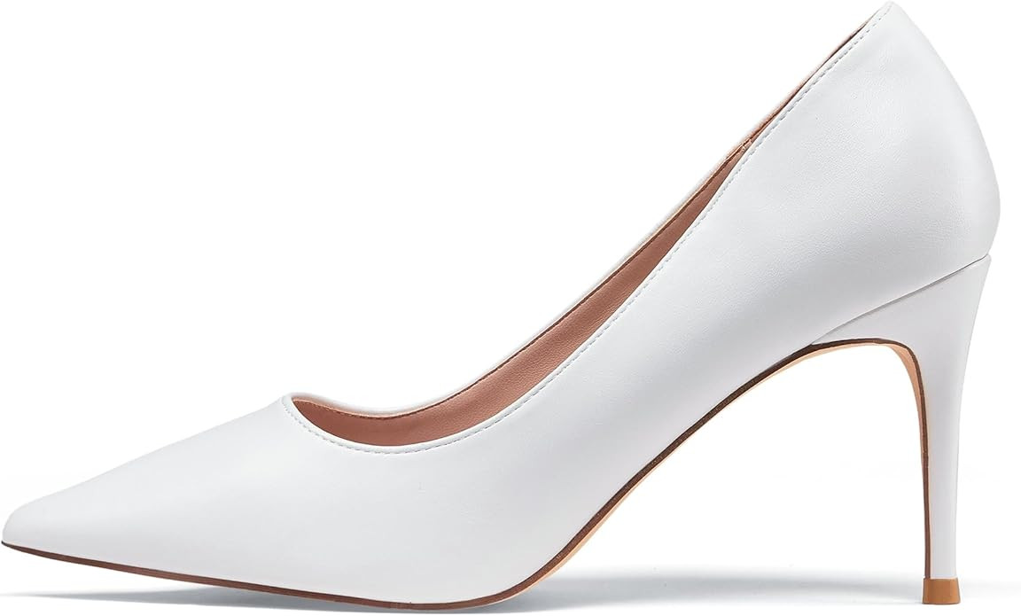 Elisabet Tang 3 in Classic Pointy Pull on Heeled Wedding Pumps - Comfortable Stiletto Closed Toe ... | Amazon (US)