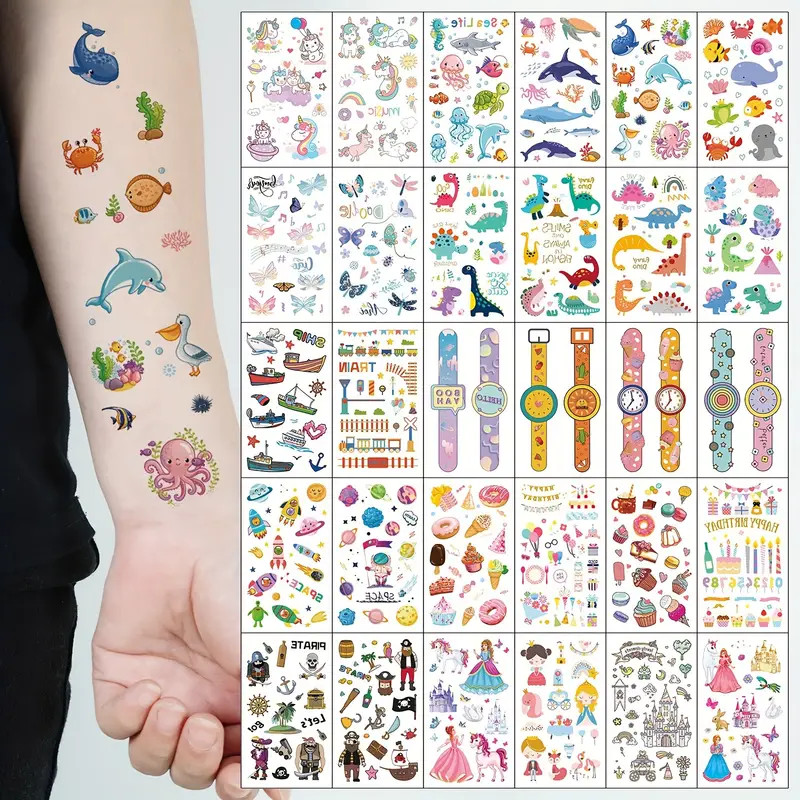 Cartoon Temporary Tattoo Unicorn Dinosaur Pirate Sea Animal - Temu | Temu Affiliate Program