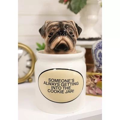 Ebros Ceramic Adorable Hiding Thief Pugsie Pug Dog Figurine Cookie Jar Red Barrel Studio® | Wayfair North America
