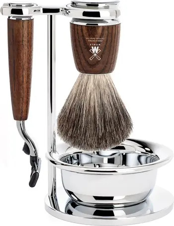 Rytmo Steamed Ash 4-Piece Pure Badger & Mach-3 Shaving Set | Nordstrom