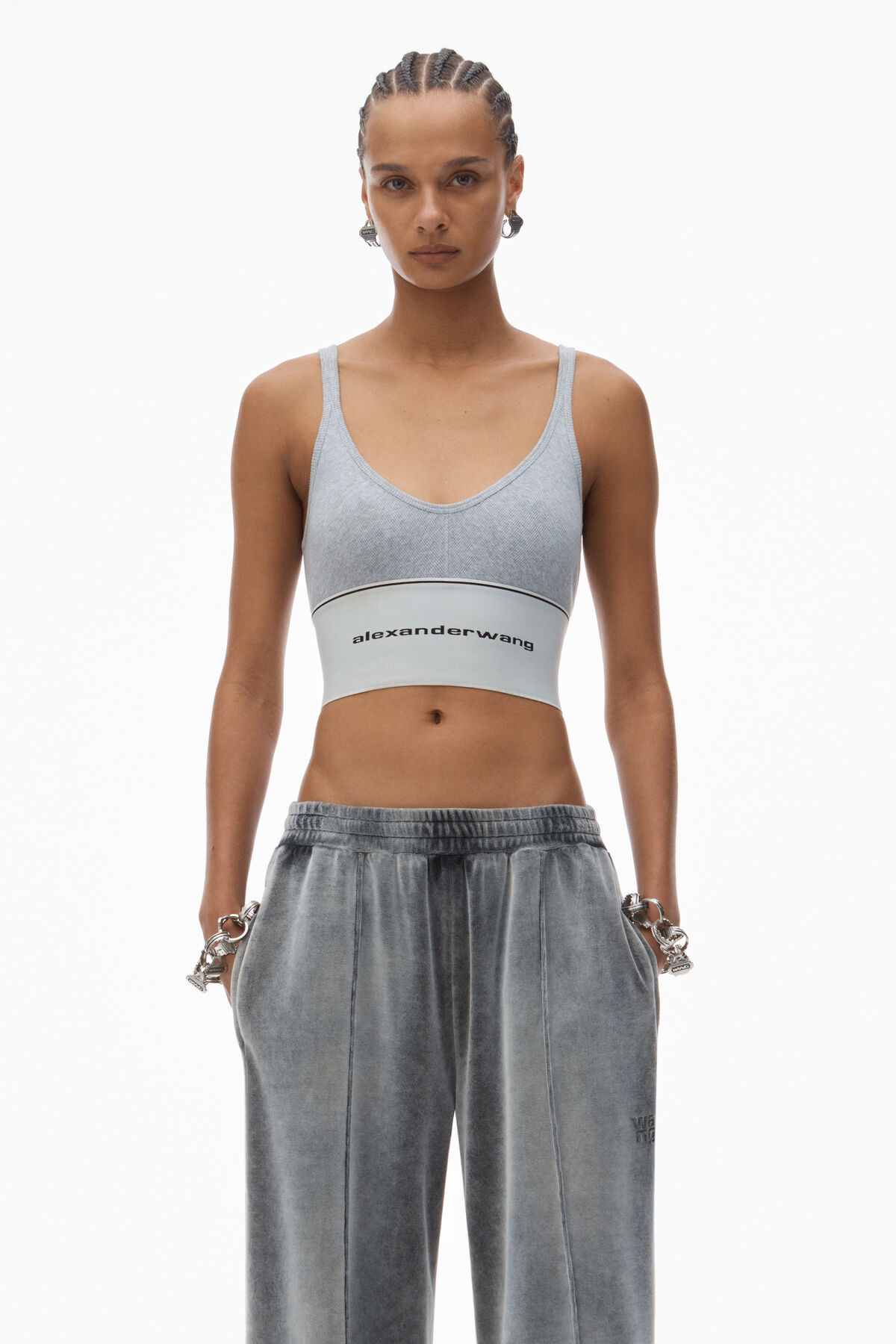 LOGO ELASTIC BRA IN RIBBED JERSEY | Alexander Wang APAC