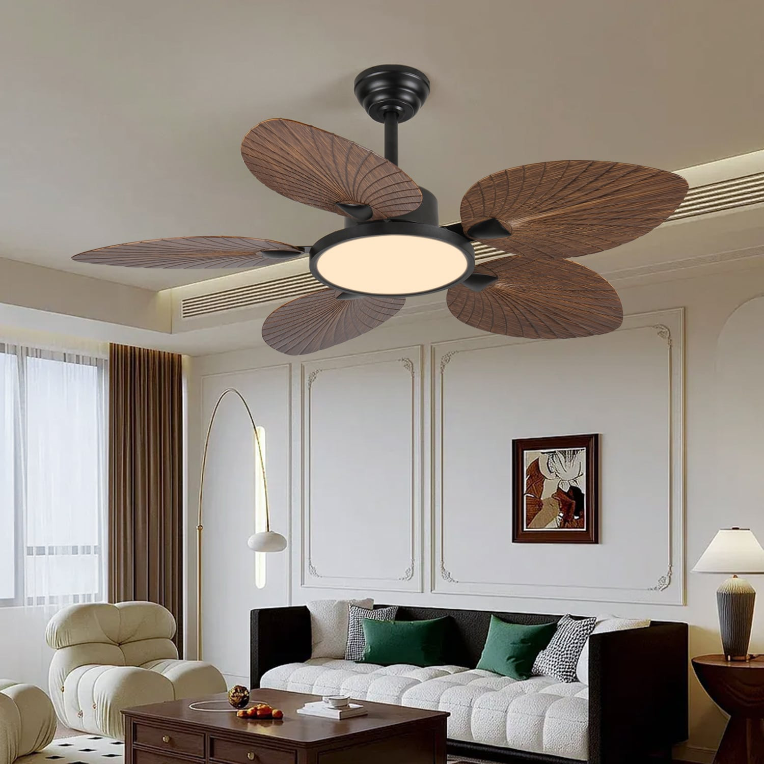 Dexmalle 52inch Tropical Palm Leaf Ceiling Fan with Lights And Remote Control one_size | W2878P333281 | Lowe's