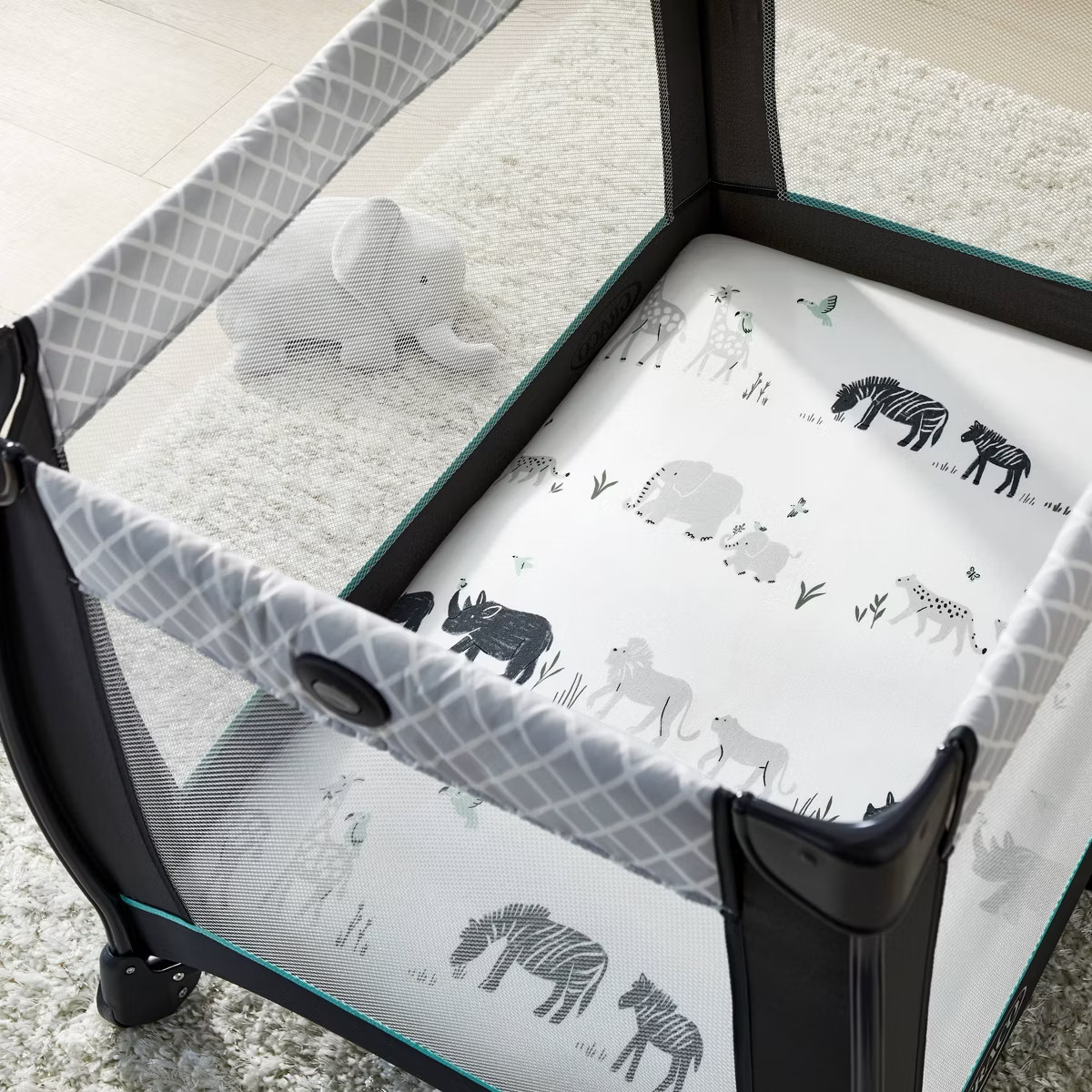 Fitted Play Yard Jersey Sheet 2pk - Cloud Island™ Two by Two Animals and Solid Gray | Target