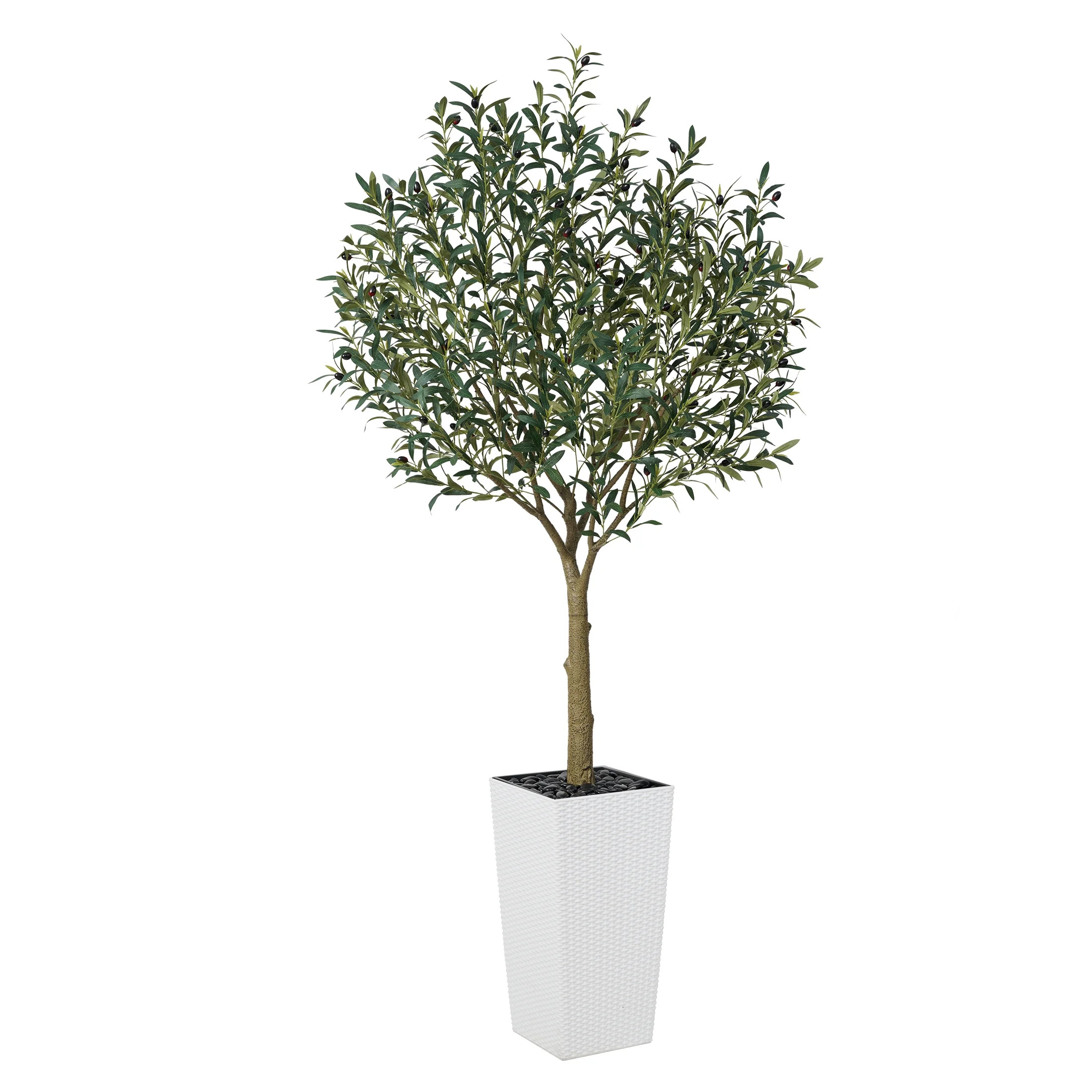 DR.Planzen UV Resistant 7ft Artificial Olive Tree in White Large Planter with Pebbles– Faux Oli... | Walmart (US)