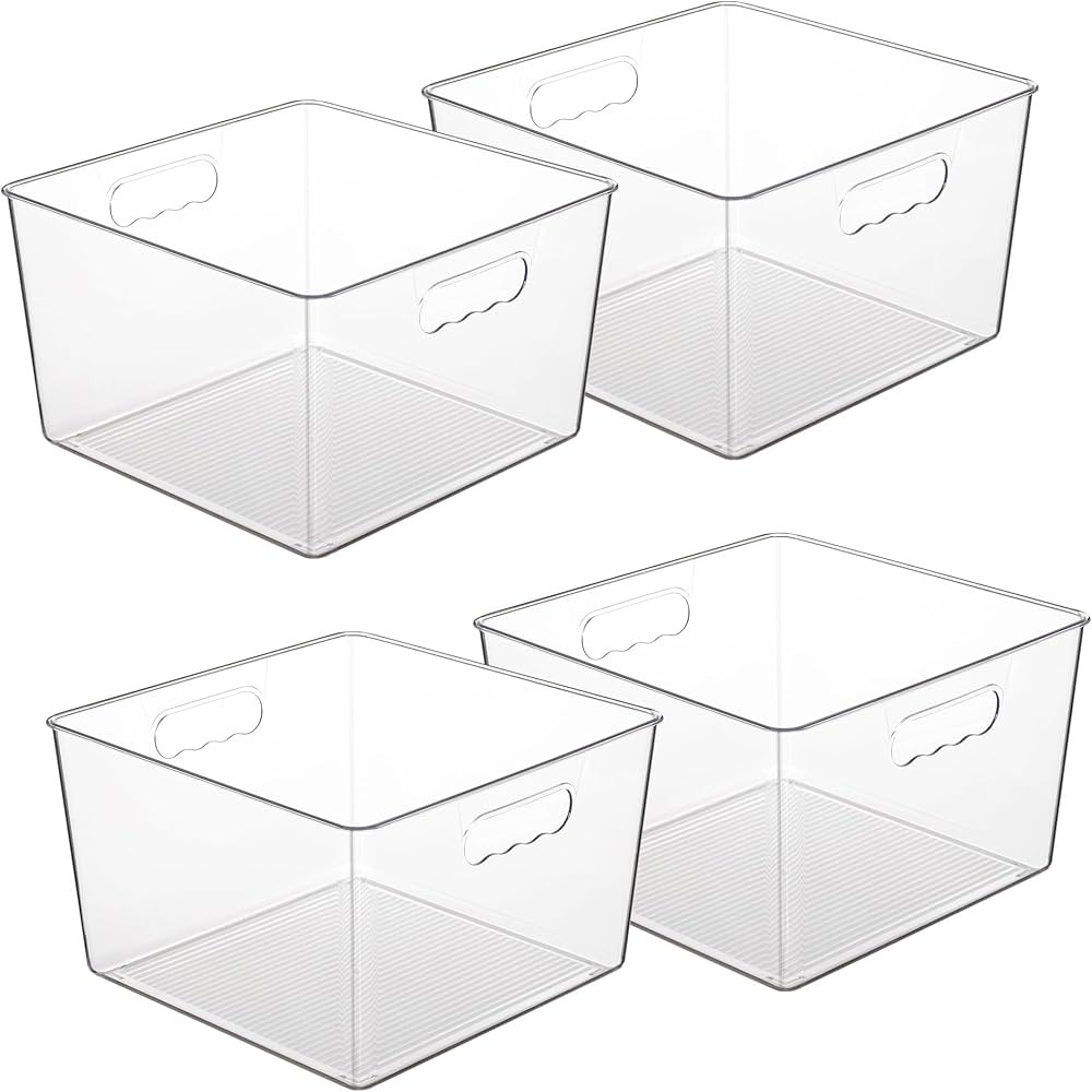 Vtopmart 4 Pack Extra Large Clear Plastic Storage Bins,11x11 Cube Acrylic Organizer Square Contai... | Amazon (US)
