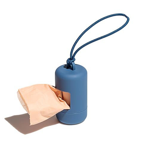Wild One Dog Poop Bag Holder and Dispenser with Leash Attachment, Leak Proof, Easy Twist Top for Refills, Includes 1 Roll Poop Bags, Navy | Amazon (US)