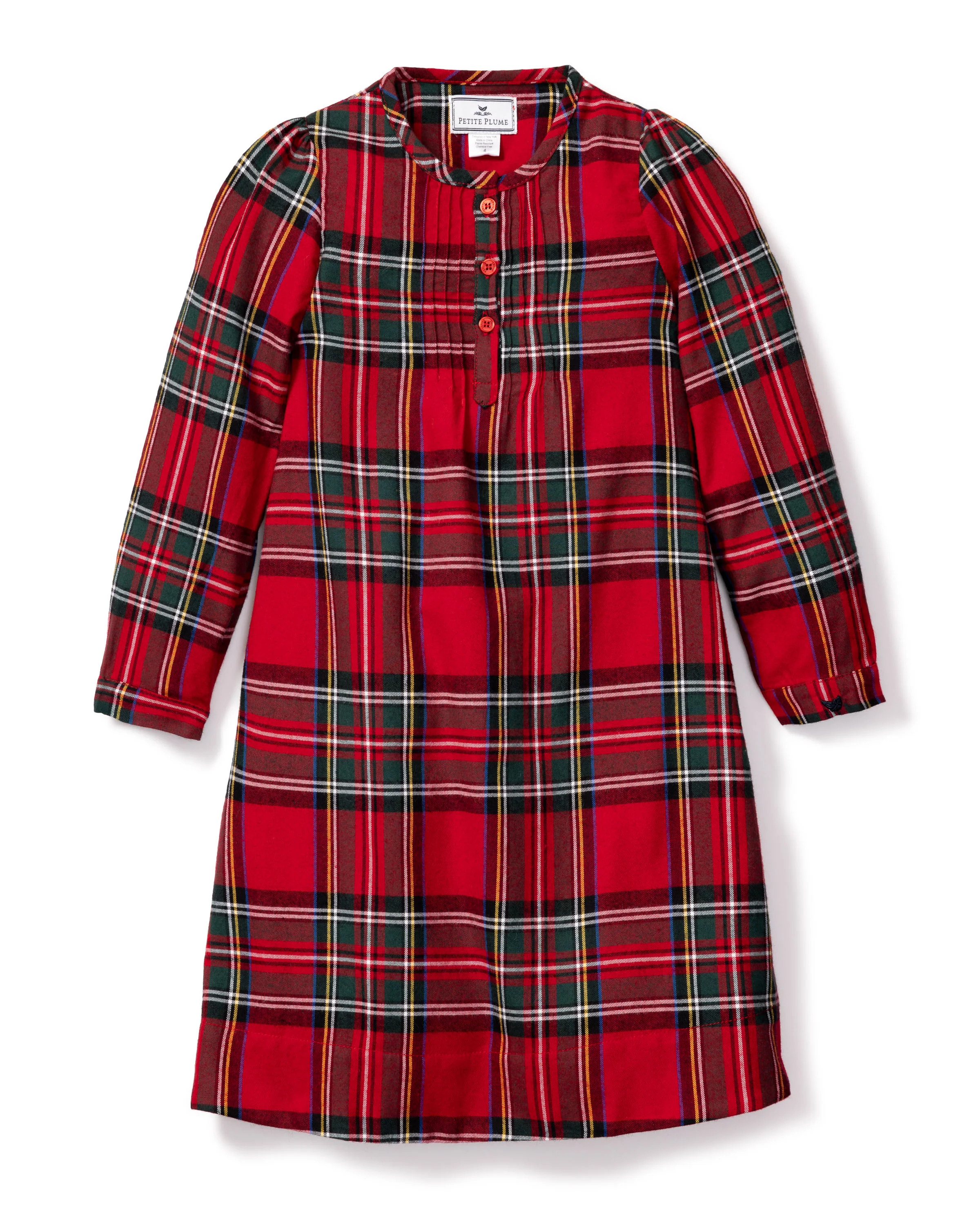 Girl's Brushed Cotton Beatrice Nightgown in Imperial Tartan | Petite Plume