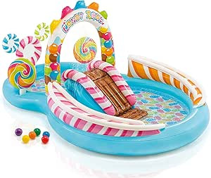 INTEX Candy Zone Inflatable Kiddie Pool: Inflatable Kids Pool with Water Sprayer and Slide – Sp... | Amazon (US)