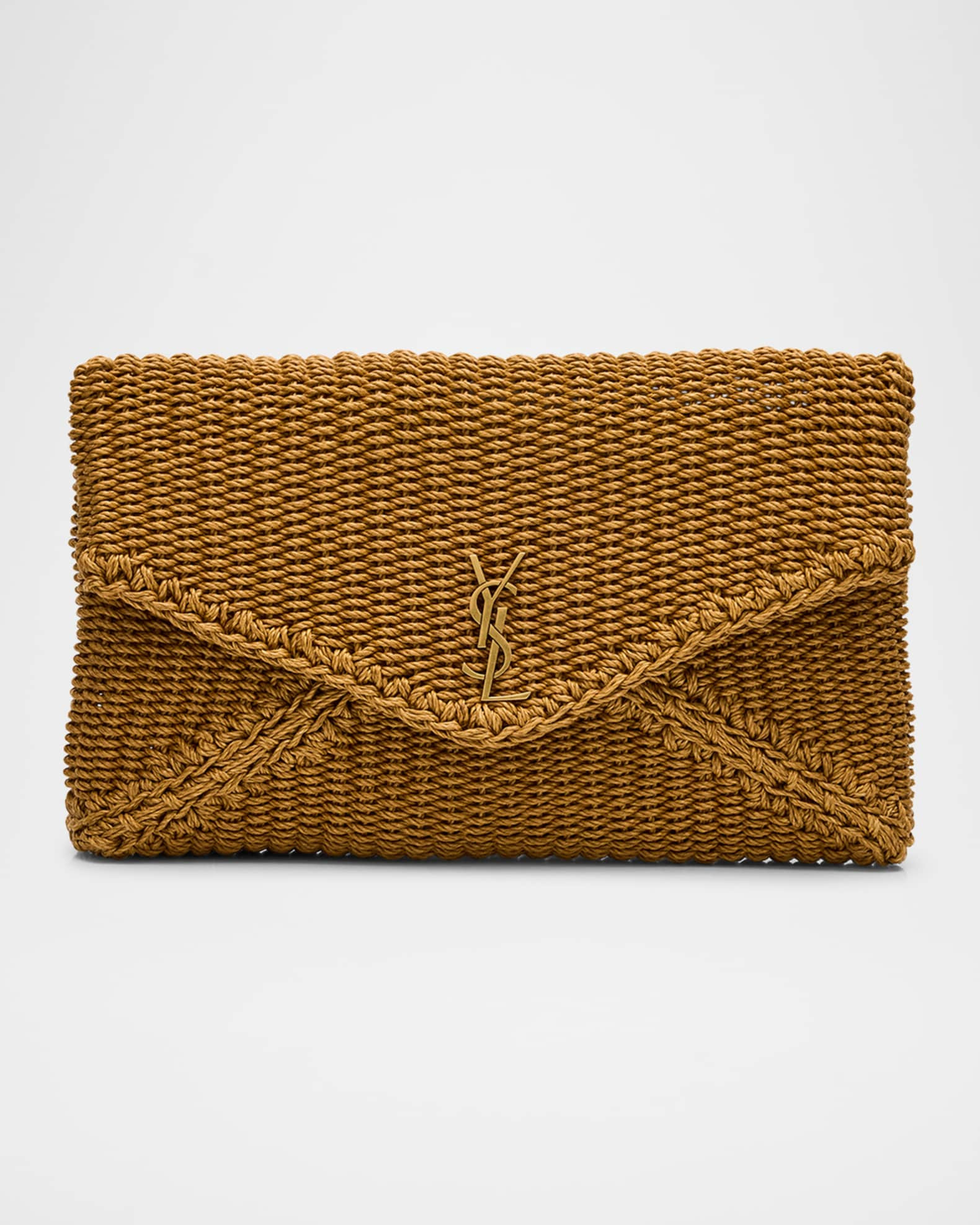 Large YSL Envelope Pouch Clutch Bag in Braided Rope | Neiman Marcus