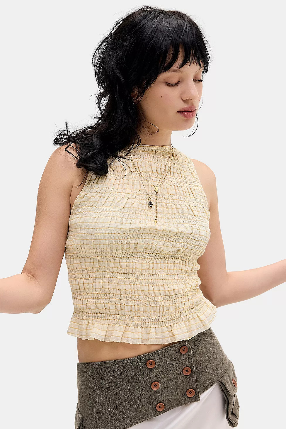 Daisy Street UO Exclusive Shirred Top | Urban Outfitters UK