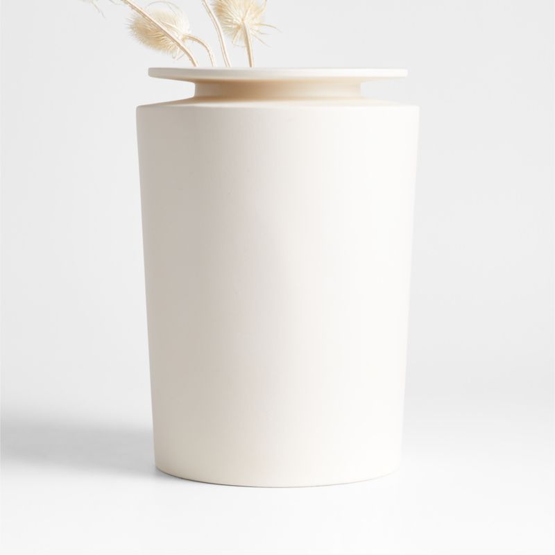 Plateia Medium White Earthenware Vase 12" + Reviews | Crate & Barrel | Crate & Barrel