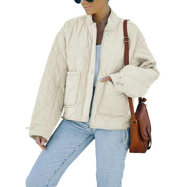 FARYSAYS Jackets for Women's Quilting Button Down Jackets Coat with Pockets Casual Long Sleeve Co... | Walmart (US)