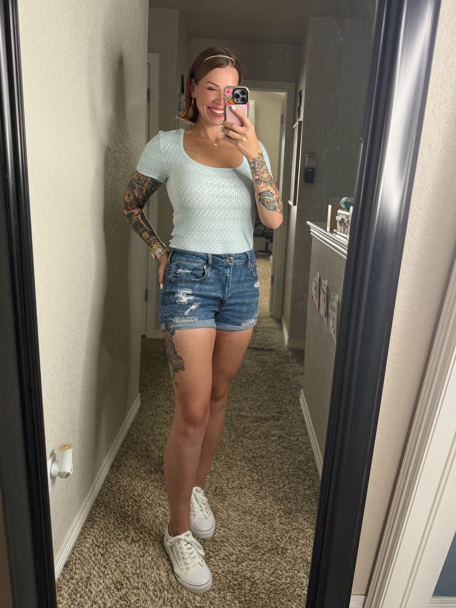 Love this top from Walmart! I’m wearing a medium! Also these American Eagle shortie shorts are my go to in the summer! I’m wearing a size 12 in these.

#LTKmomlife #LTKselfcare #LTKootd
