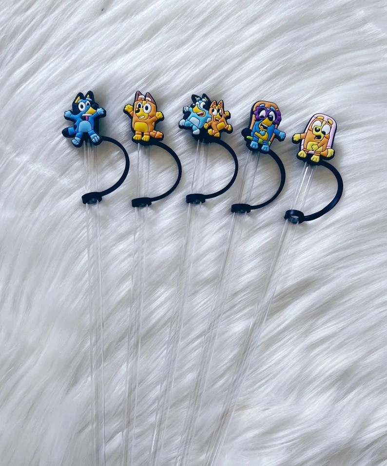 Bluey and Bingo Straw Toppers Straw Accessories Straw Covers, Straw Charms Works With Stanley Cup... | Etsy (US)