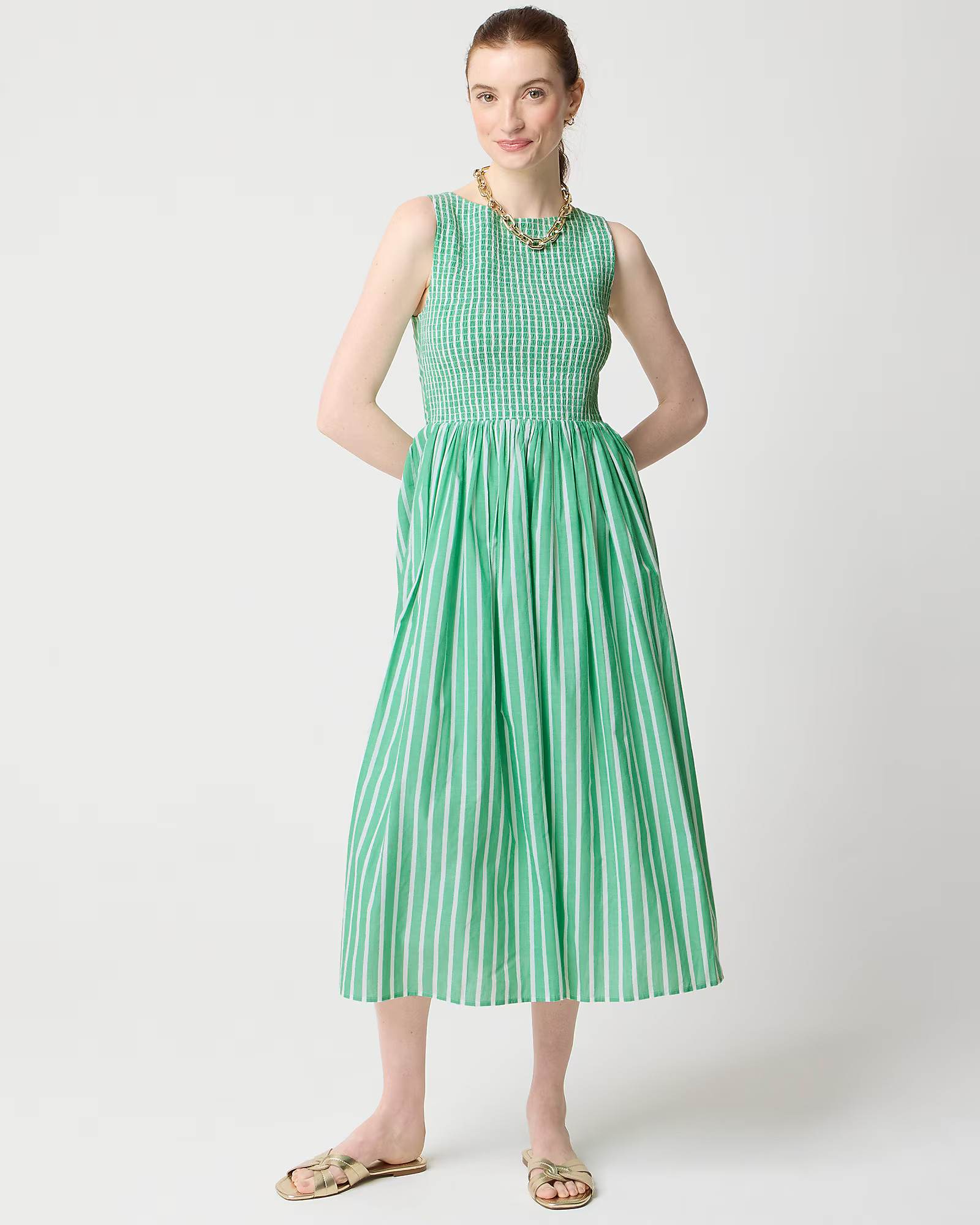 Smocked bateau-neck maxi dress | J.Crew Factory