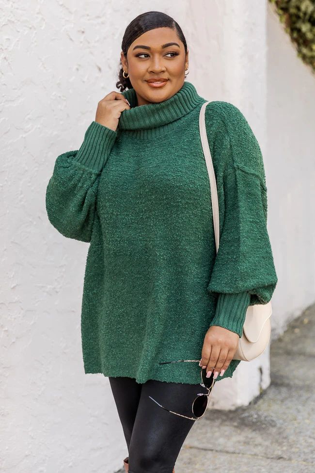 Haven't You Heard Hunter Green Turtleneck Sweater | Pink Lily