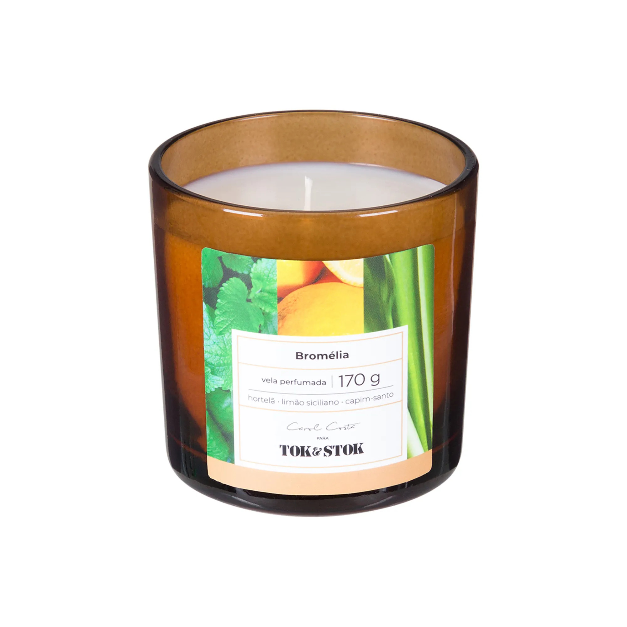 VELA PERFUMADA POTE HORTELÃ, CAPIM SANTO E LIMÃO SICILIANO BROMÉLIA - Tok&Stok | Tok & Stok BR