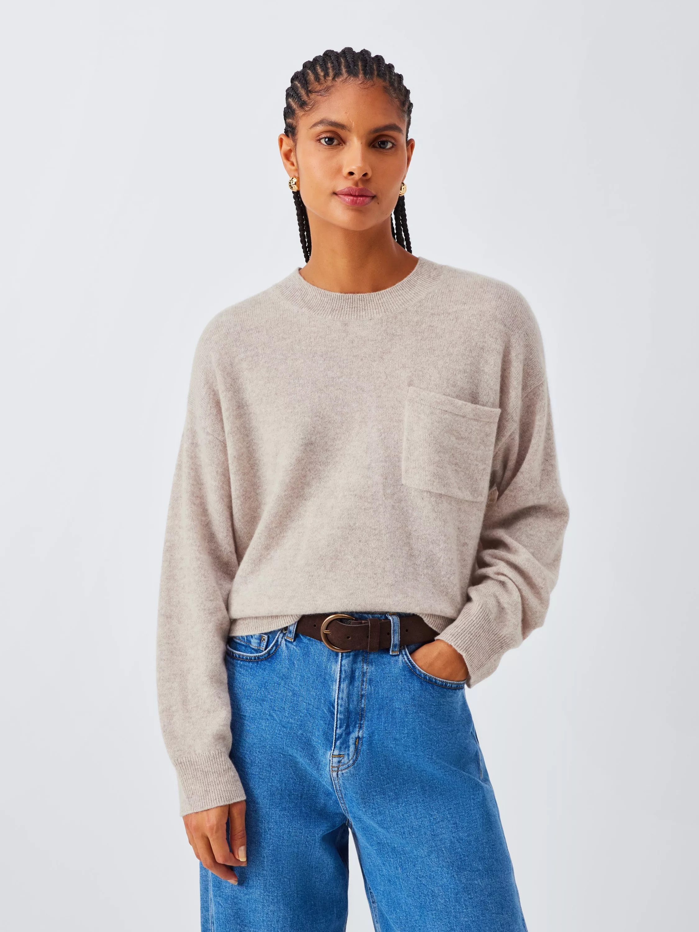 John Lewis Crew Neck Cashmere Patch Pocket Jumper | John Lewis (UK)