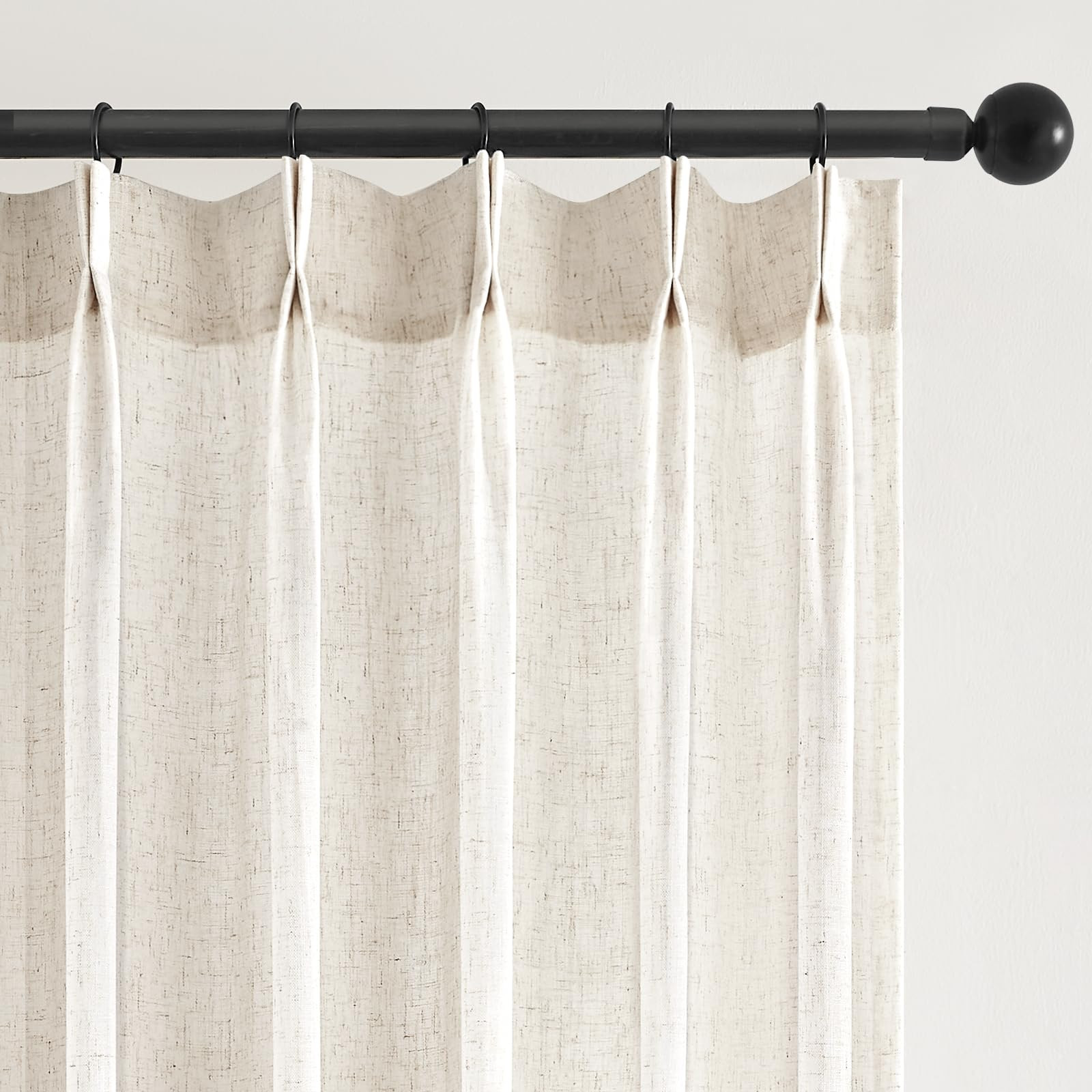 HOMEIDEAS Pinch Pleated Linen Curtains, Light Filtering Privacy Semi Sheer Drapes with Adjustable... | Amazon (US)