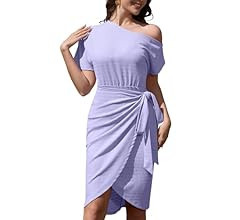 Dressystar Women's One Shoulder Ruched Cocktail Bodycon Dress 2024 Sexy Short Sleeve Party Club W... | Amazon (US)