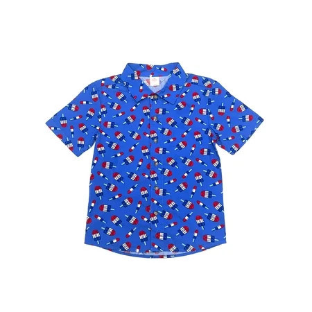 Way To Celebrate Boys Patriotic Americana Woven Button Up, Sizes 4-18 | Walmart (US)