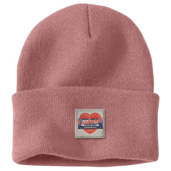 Women's Carhartt Knit Heart Patch Beanie One Size Rose Tint | Scheels
