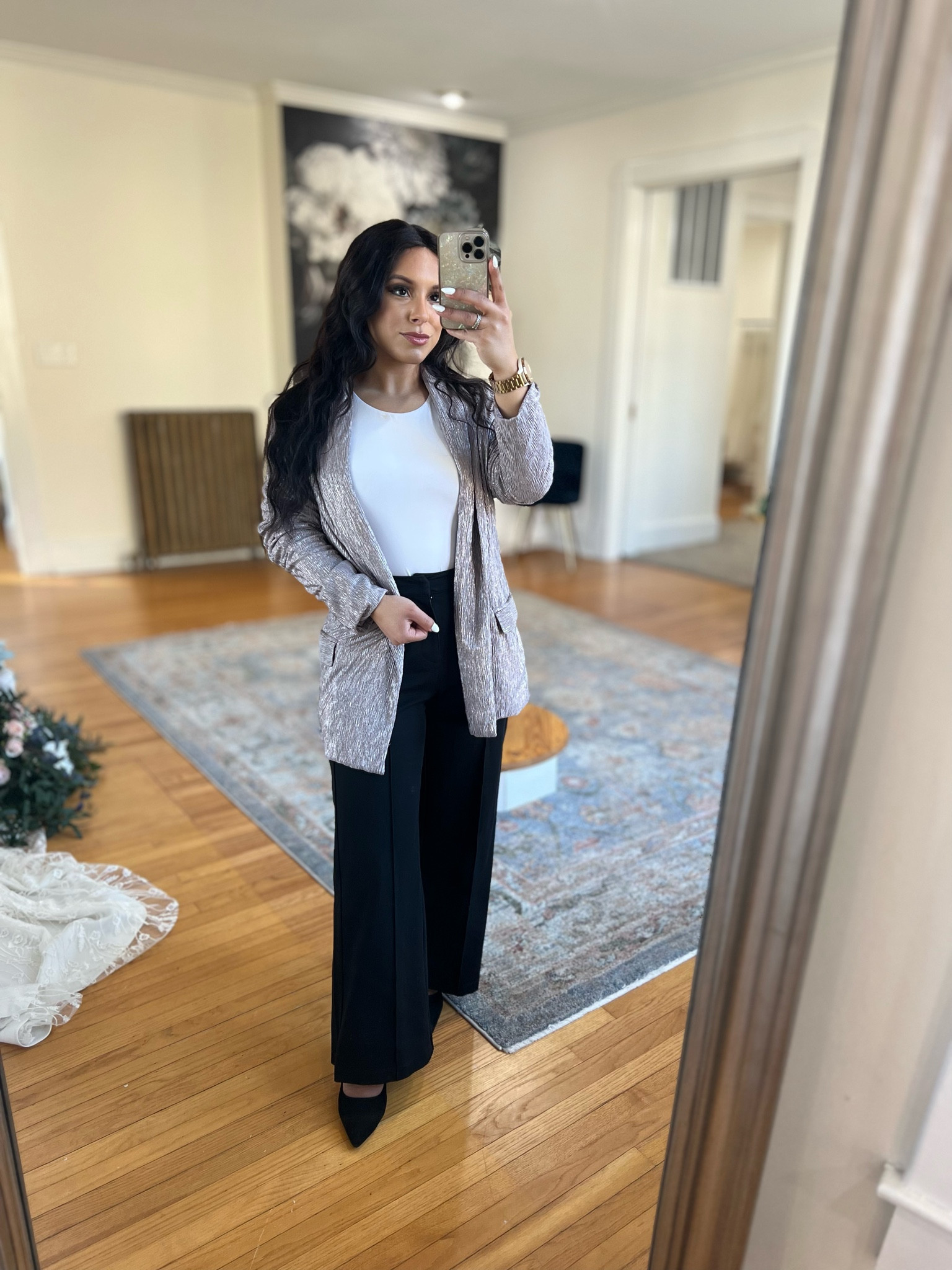 Swooning over this Express outfit! Comfy body suit underneath this sparkly jacket and of course a classic pair of black trousers. You just can’t go wrong!

#LTKFind #LTKunder50 #LTKworkwear