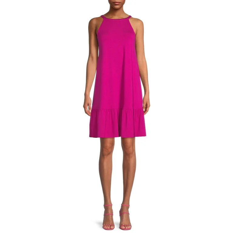 Time and Tru Women's Solid Halter Dress | Walmart (US)