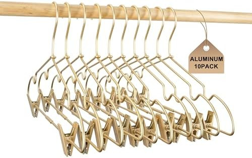 12.5" Gold Metal Baby Clothes Clips Hanger Children Kids Coat Hanger Display and Storage 10Pack | Amazon (US)