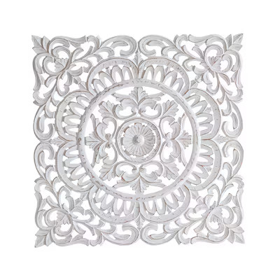 Habitat Ethel White Antique Square Wood 30-in Medallion | Lowe's